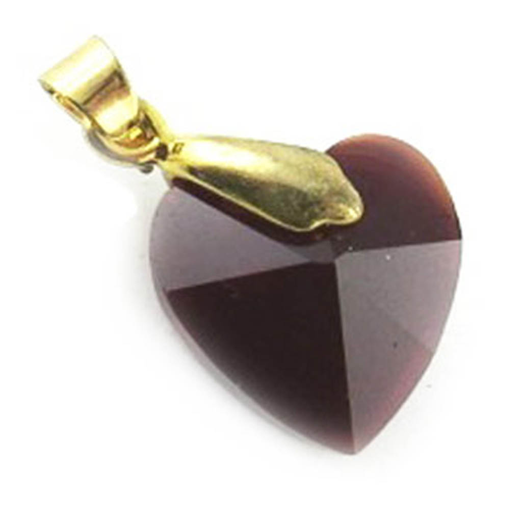 Pendentif cristal \'Love\' marron - 15x15 mm - [R9308]
