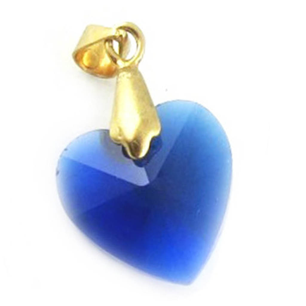 Pendentif cristal \'Love\' bleu - 15x15 mm - [R9310]