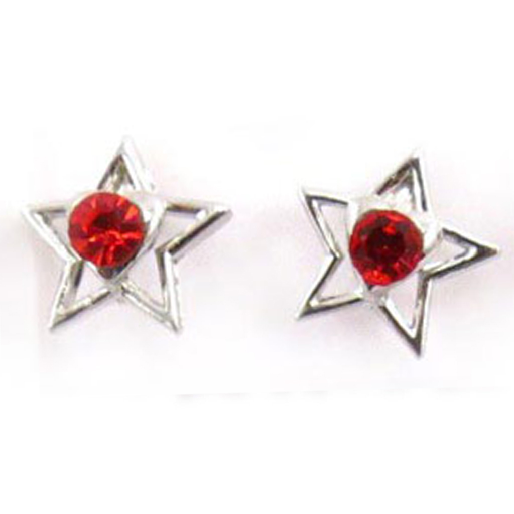 Boucles d\'oreilles \'Etoiles\' rouge - 12 mm - [R9331]