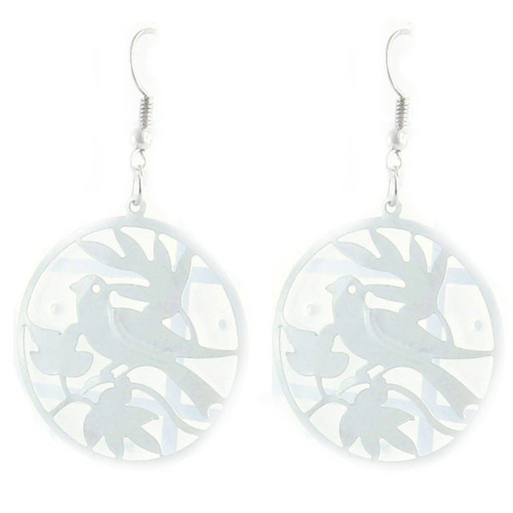 Boucles \'Carmen\' blanc (colombe) - 36 mm - [R9338]