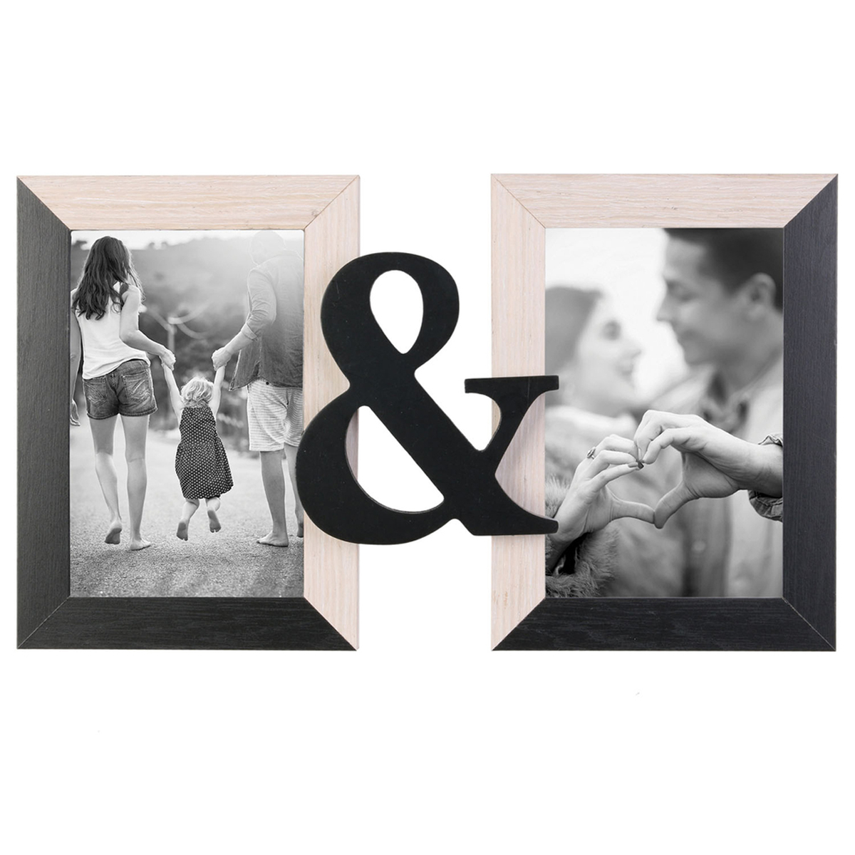 Cadre photo duo bois \'Toi & Moi\' beige noir (2 photos ) - 31x18 cm - [A1653]