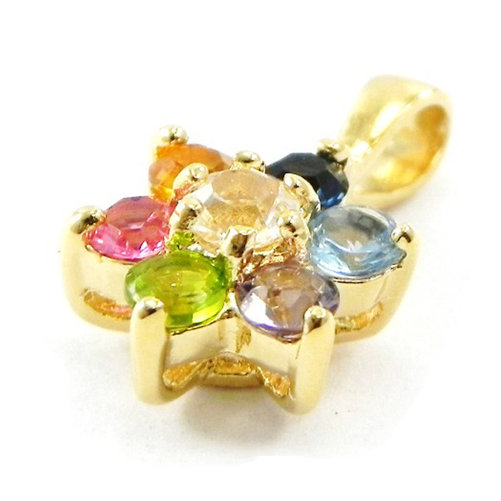 Pendentif Plaqué Or \'Fleur de Cristal\' Tutti Frutti - 9 mm - [A3233]