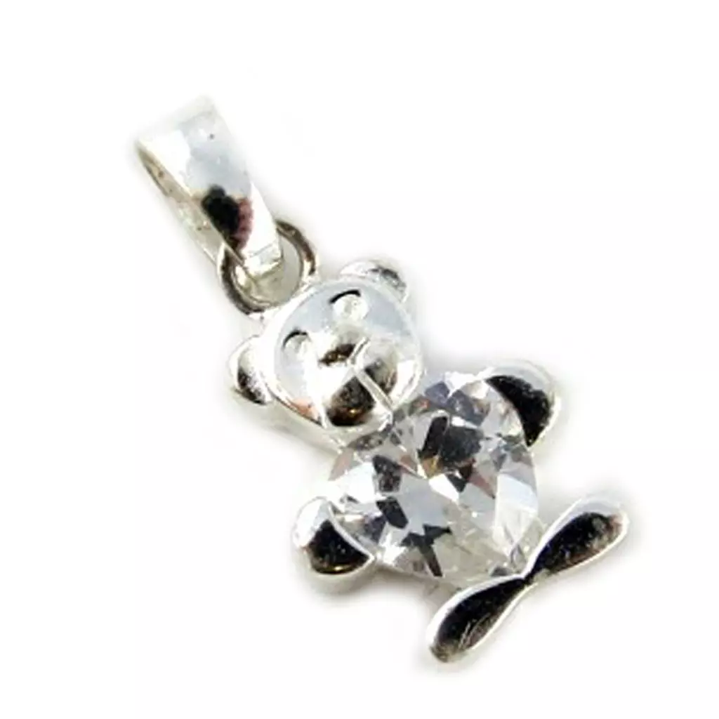les trésors de lily Pendentif Argent 'Teddy Love' Blanc argenté 10x15 mm [B9795]