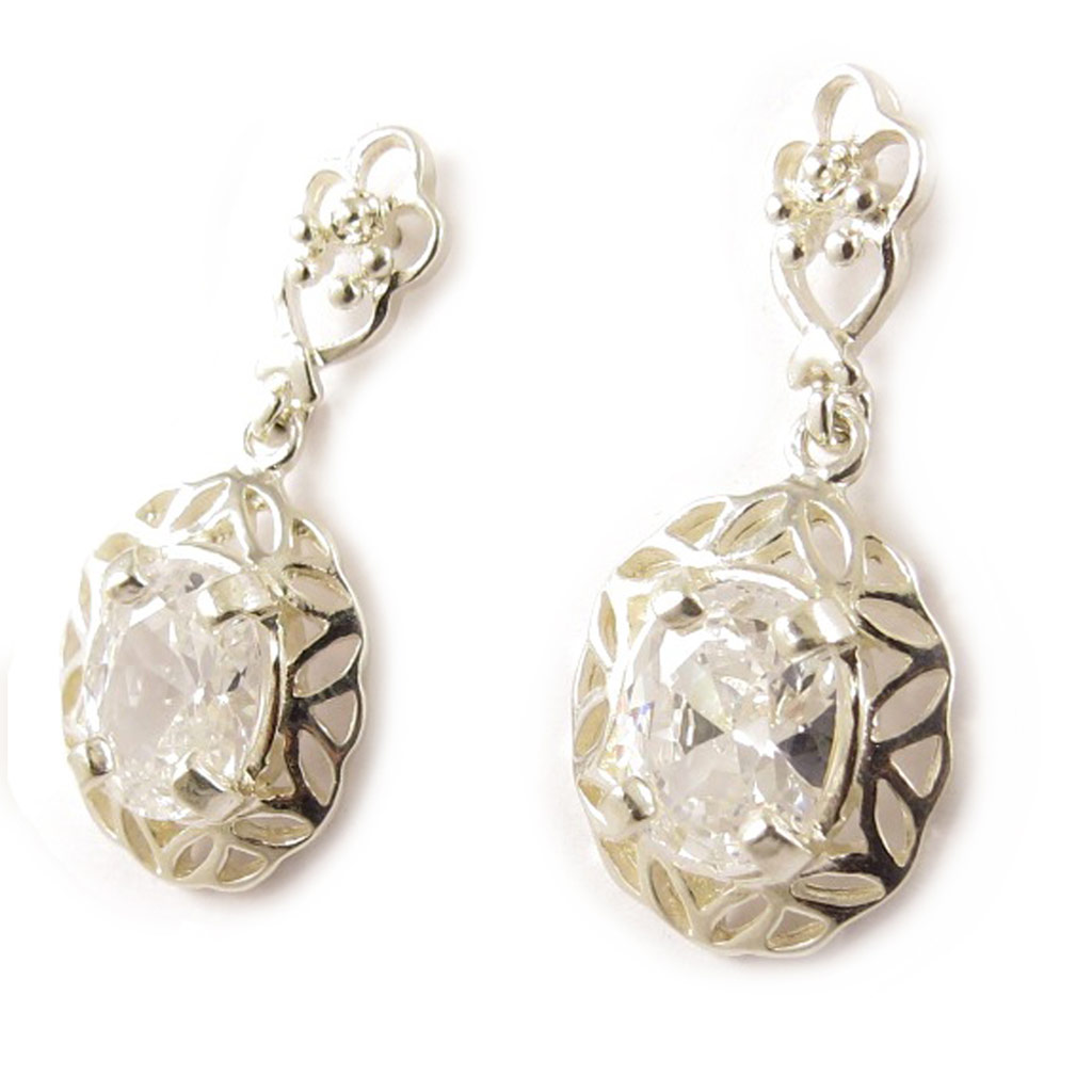 Boucles Argent \'Palais des Glaces\' Blanc argenté - 15x30 mm - [C5650]