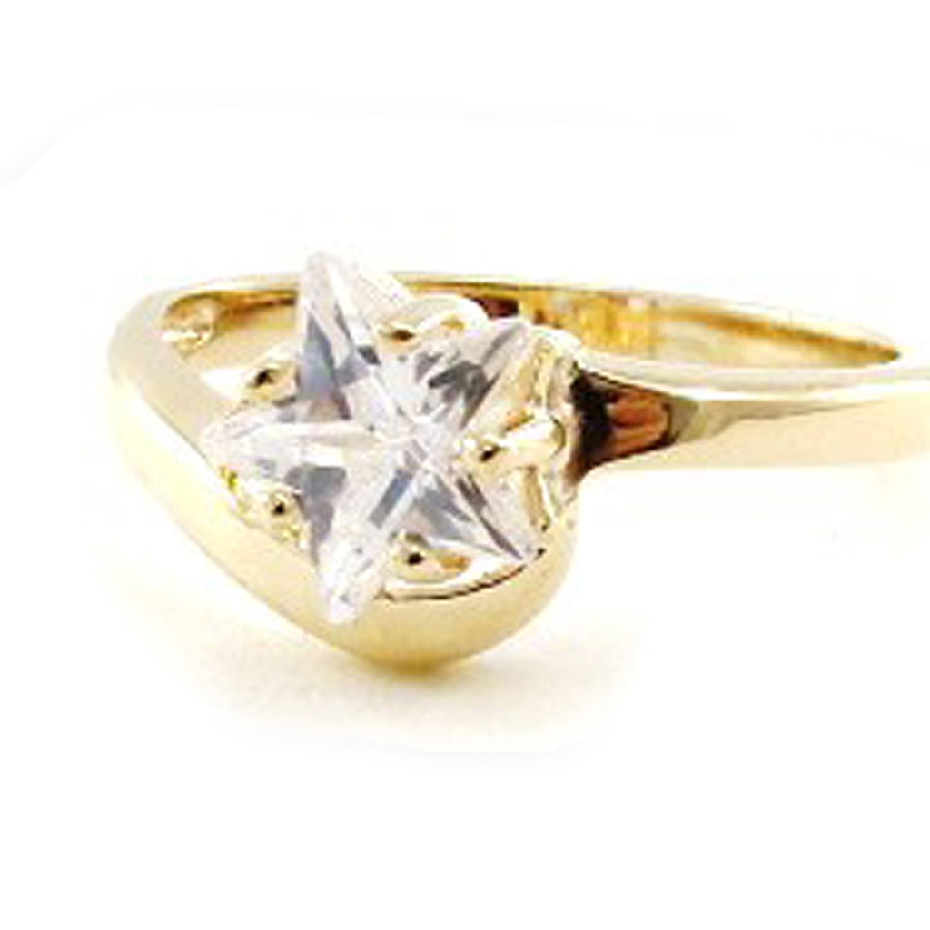 Bague Plaqué Or \'Etoile Créative\' blanc doré - 8 mm - [C6879]