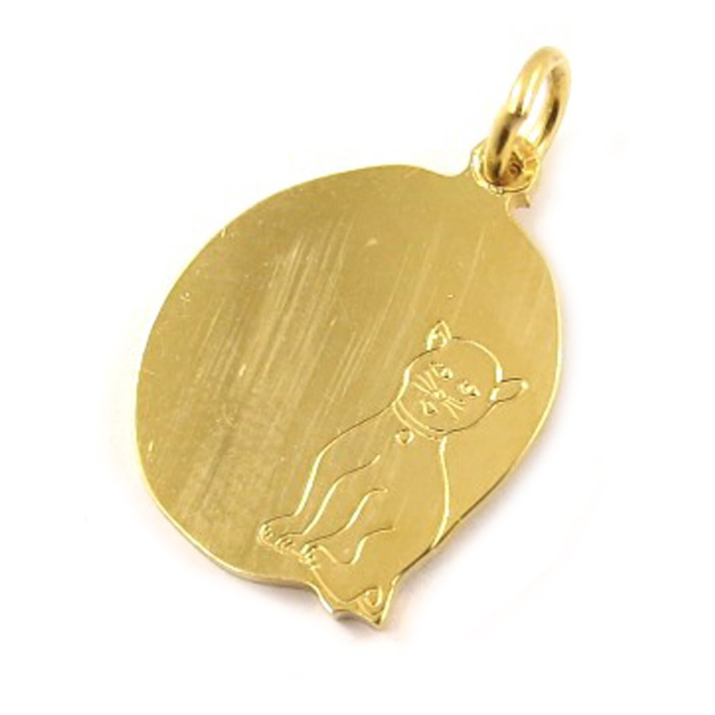 Médaille Plaqué Or \'Message Chat\' doré - 15x17 mm - [C6893]