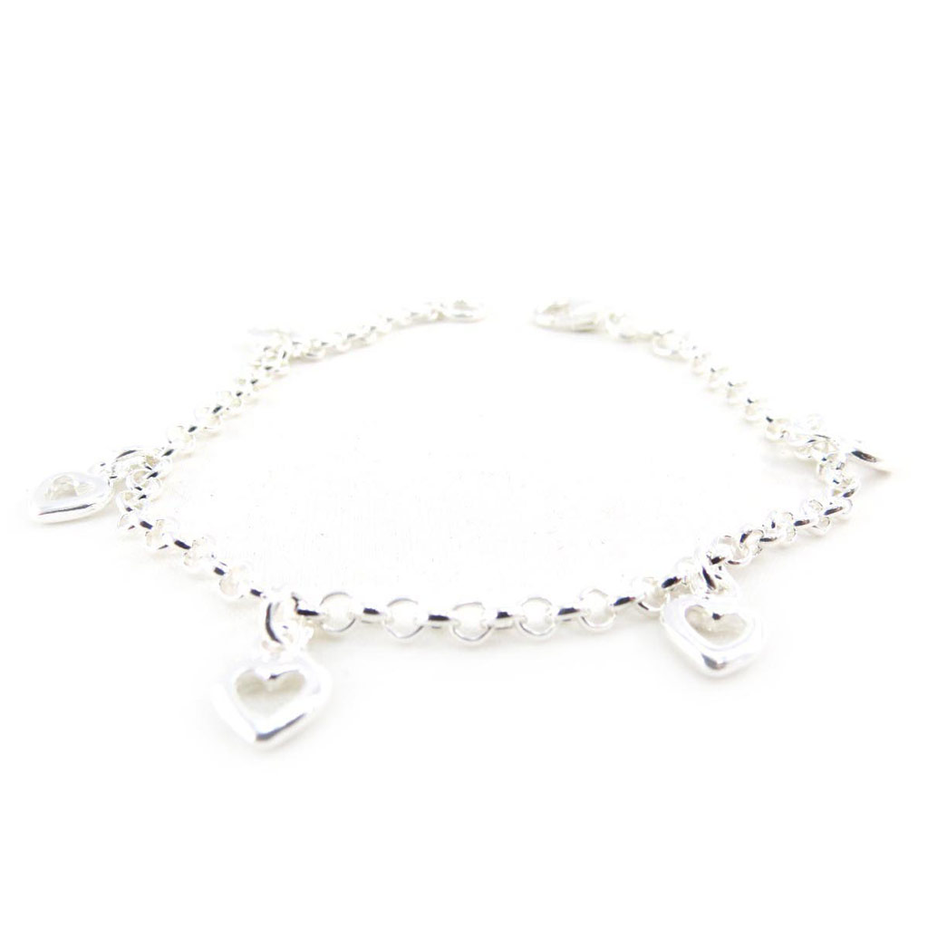 Bracelet Argent \'Coeurs\' argenté - 6 mm - [C9373]