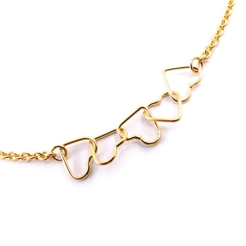 Collier Plaqué-Or \'Amoureuse\' doré - 50x10 mm (coeurs) - [C9375]