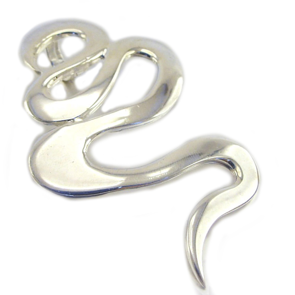 Pendentif Argent \'Serpent Enchanté\' argenté - 73x45 mm - [D8732]