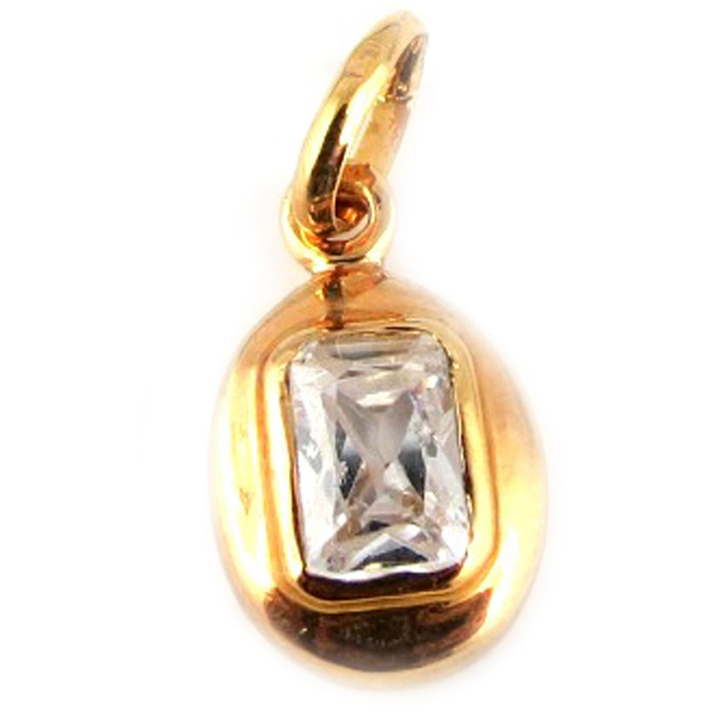 Pendentif Plaqué Or \'Essentiel\' Blanc doré - 14x8 mm - [D9522]