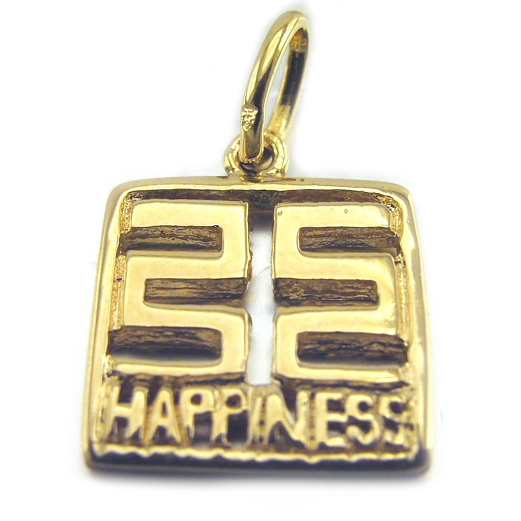 Pendentif Plaqué Or \'Bonheur\' doré - 19x19 mm - [D9535]