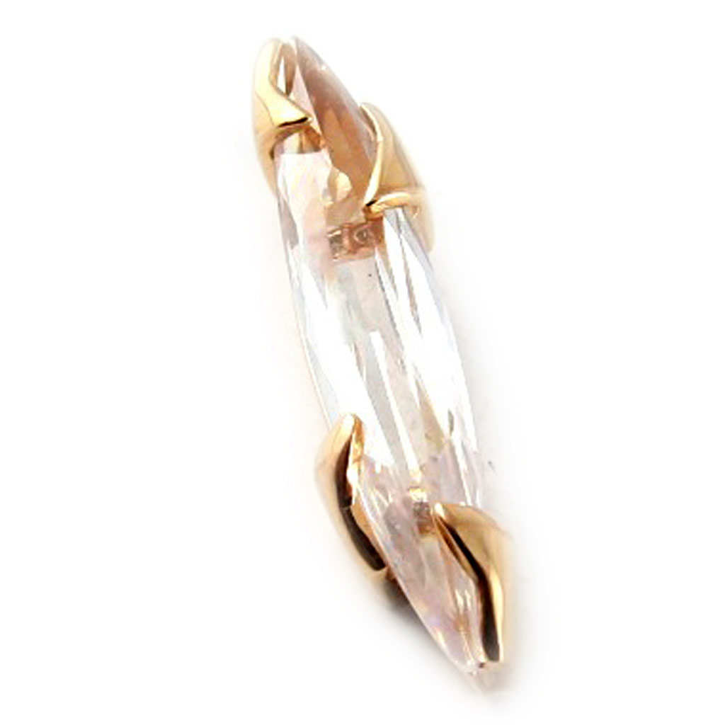 Pendentif Plaqué Or \'Delicate\' Blanc  doré - 25x5 mm - [D9541]