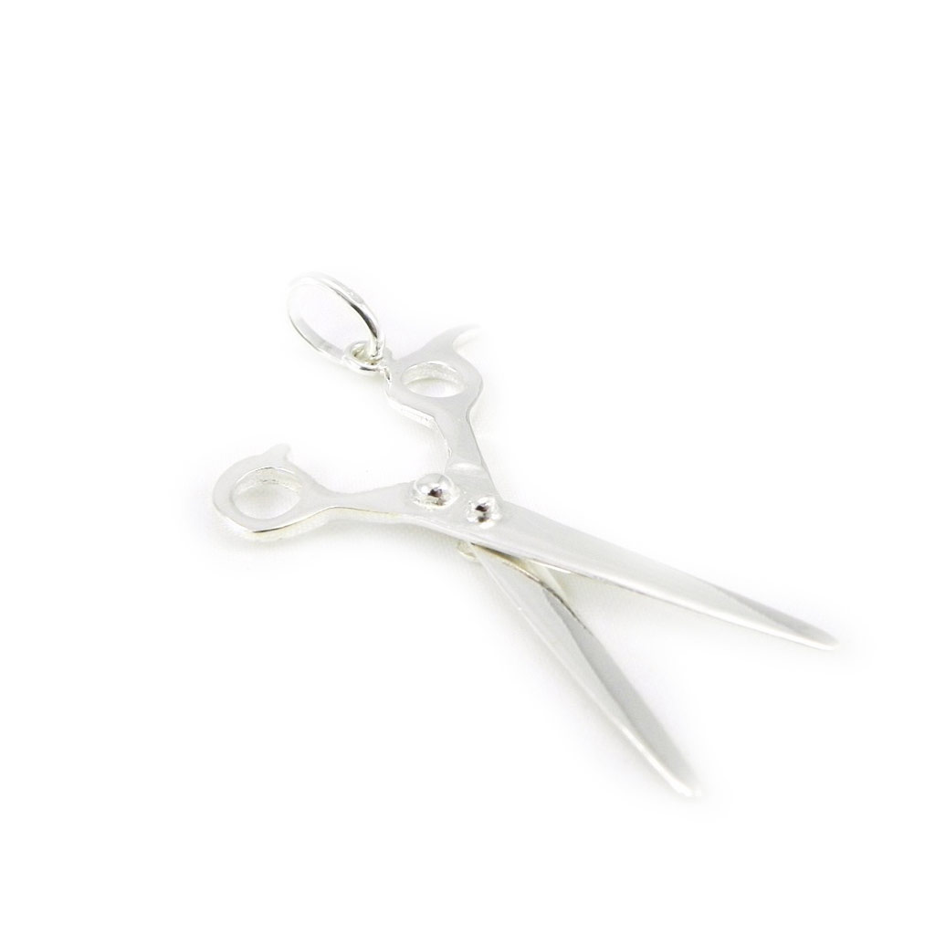 Pendentif Argent \'Ciseaux\' argenté - 35x15 mm - [E9720]