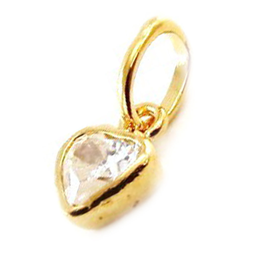 Pendentif Plaqué Or \'Coeur Pur\' Blanc doré - 6x6 mm - [E9746]