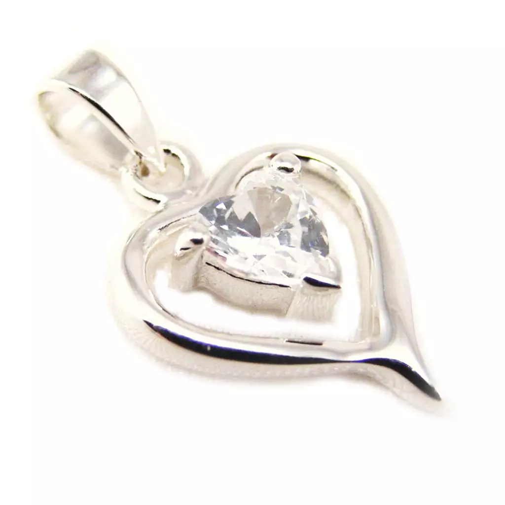 les trésors de lily Pendentif Argent 'Love Cristal' Blanc argenté 13x17 mm [F4948]