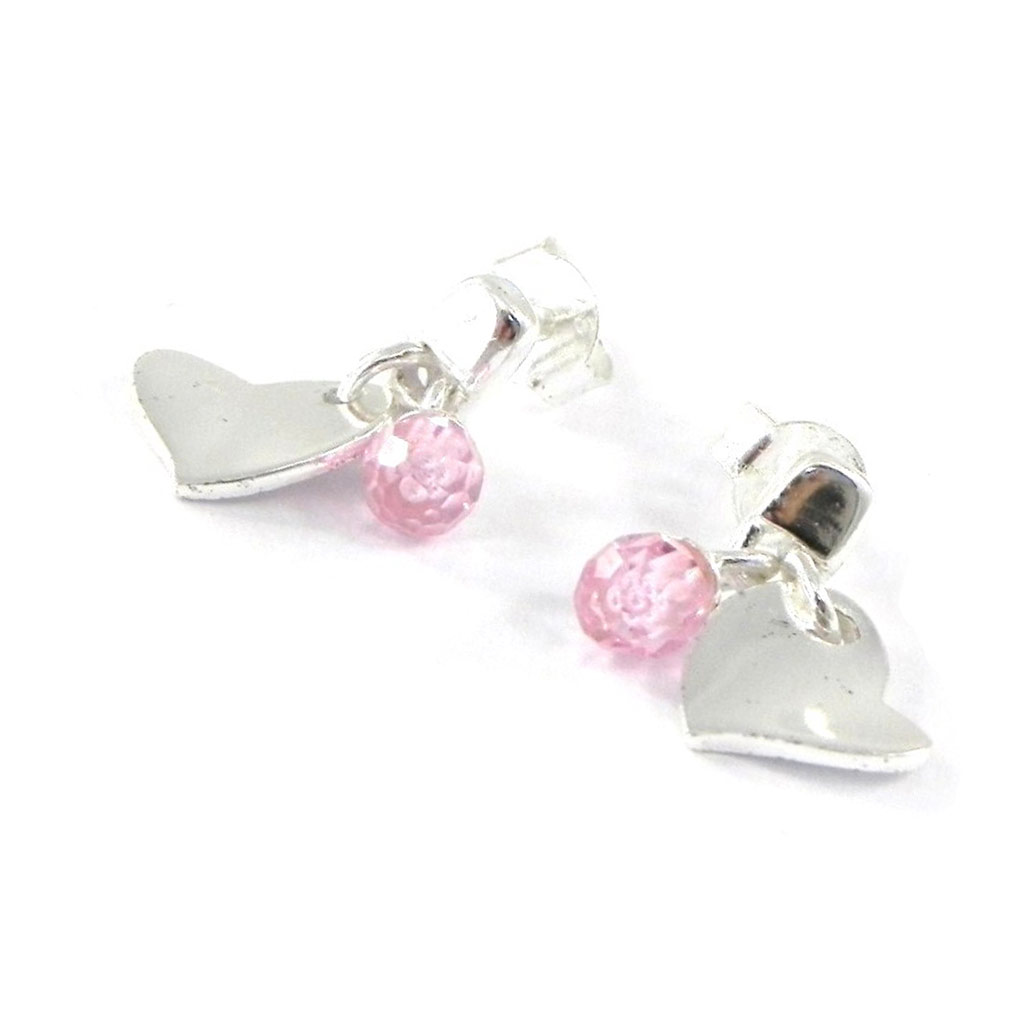 Boucles Argent \'Sweet Heart\' Rose argenté - 15x7 mm - [F6697]