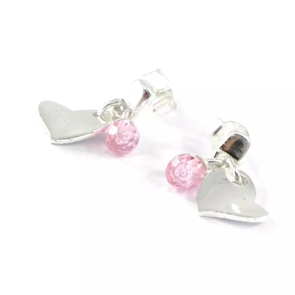les trésors de lily Boucles Argent 'Sweet Heart' Rose argenté 15x7 mm [F6697]