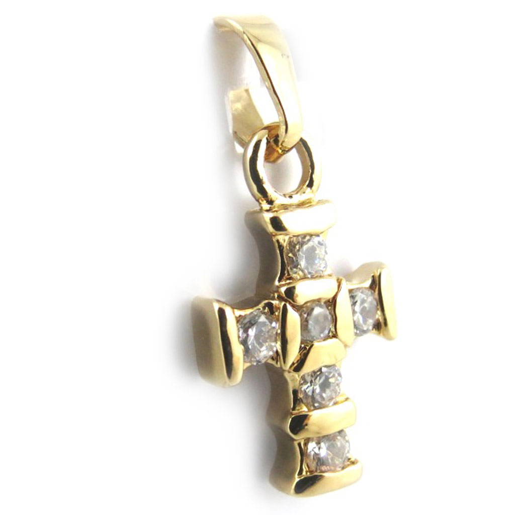 Pendentif Plaqué Or \'Croix\' blanc doré - 20x10 mm - [F9337]
