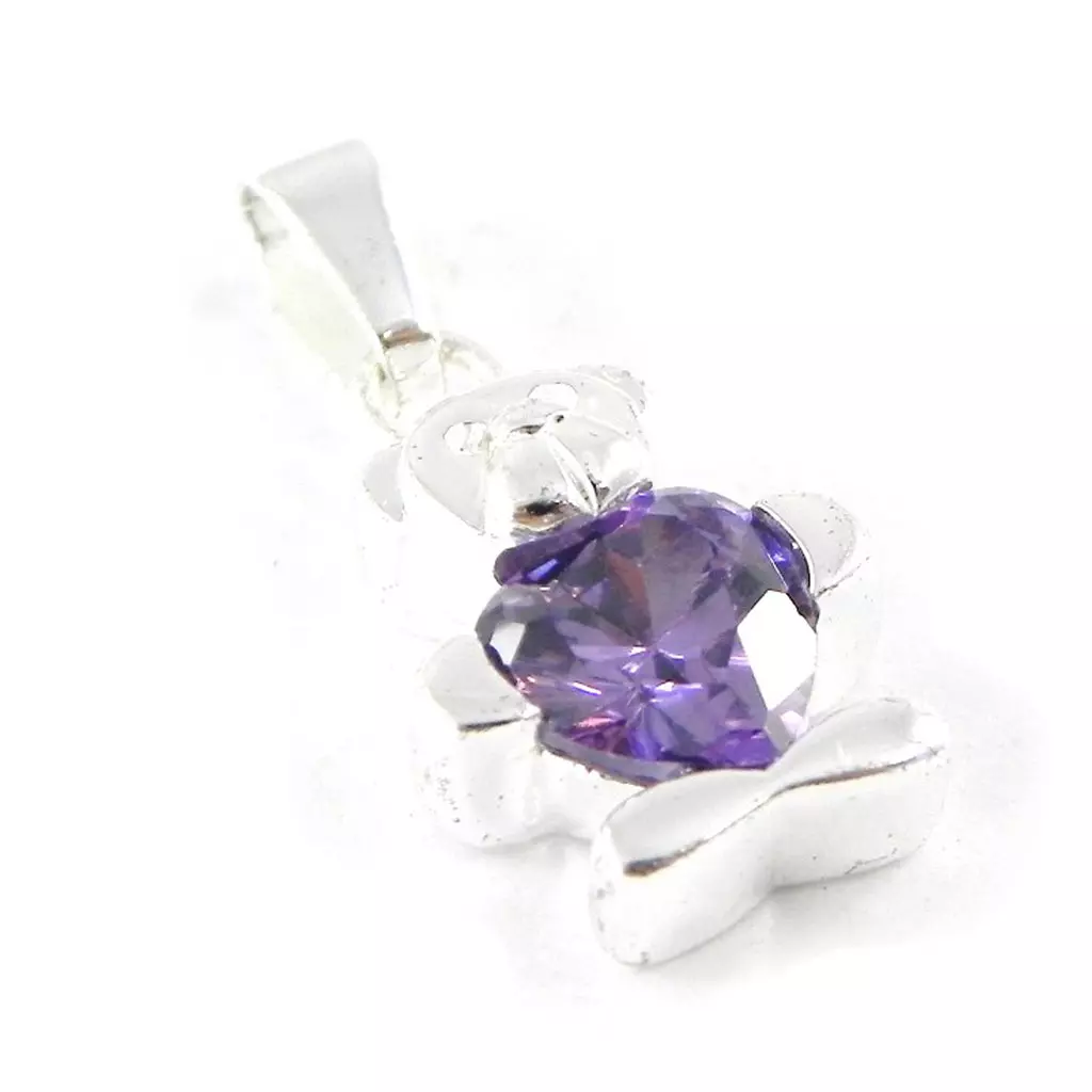 les trésors de lily Pendentif Argent 'Teddy Love' améthyste argenté 15x10 mm [G1602]