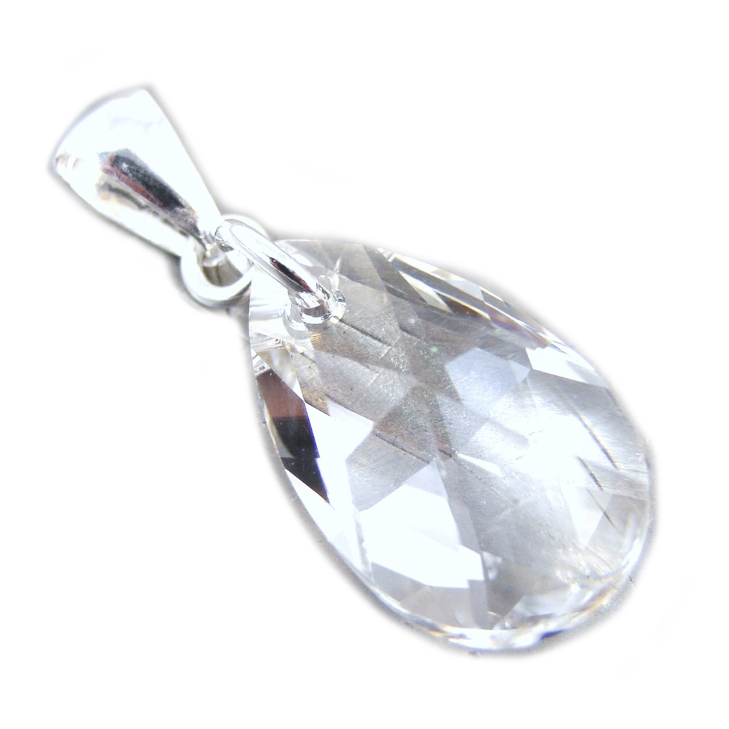 Pendentif Argent \'Linda\' blanc argenté - 20x12 mm - [G1606]