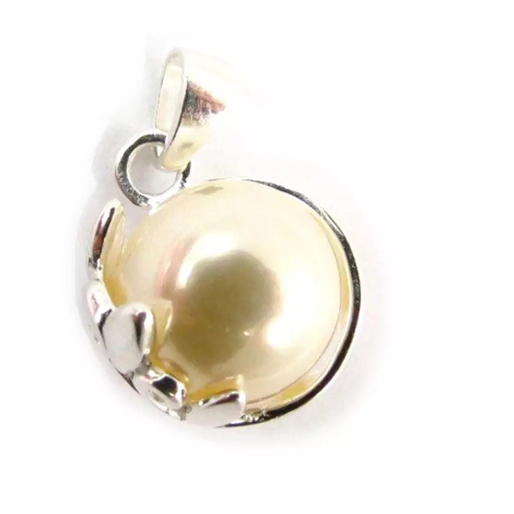 les trésors de lily Pendentif Argent 'Perla' Blanc argenté 13x11 mm [G1607]