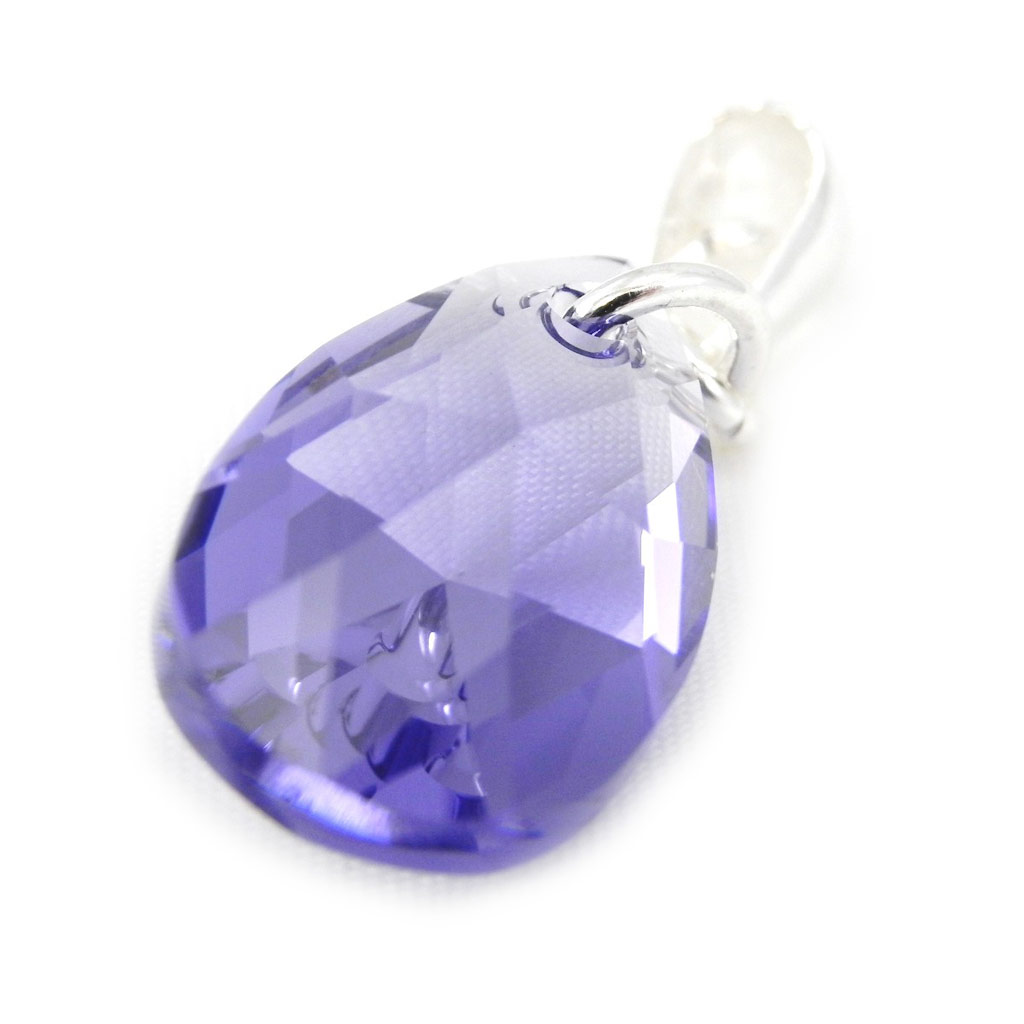 Pendentif Argent \'Linda\' Violet argenté - 20x12 mm - [G1608]