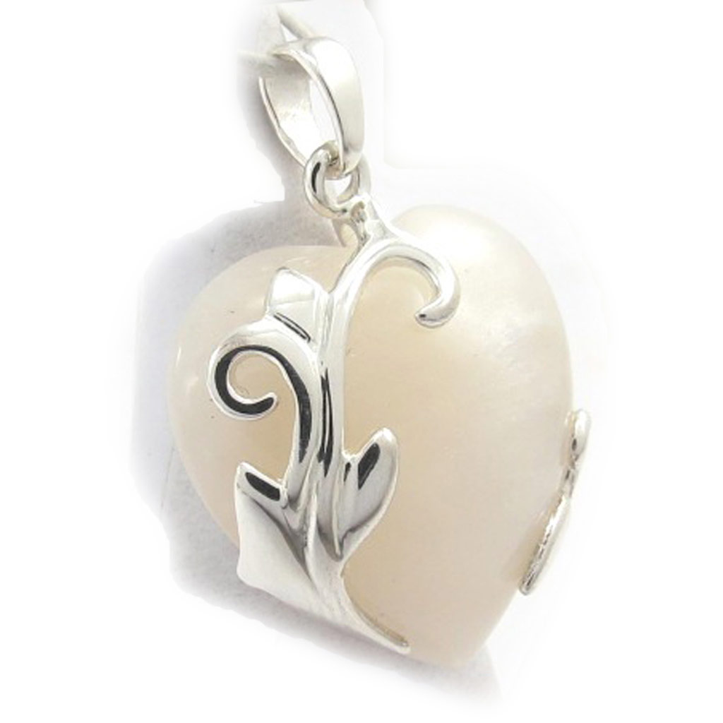 Pendentif Argent \'Farinelli\' nacre argenté - 20x22 mm - [G1609]