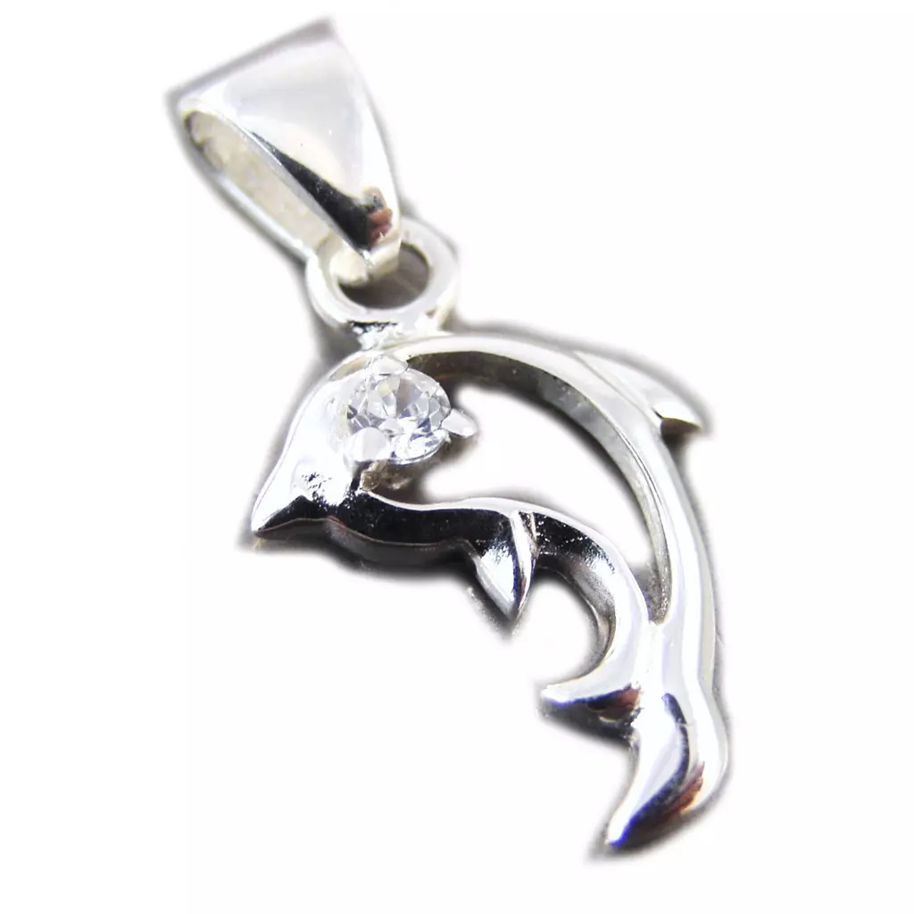 les trésors de lily Pendentif Argent 'Dauphin' argenté 15x10 mm [G1614]