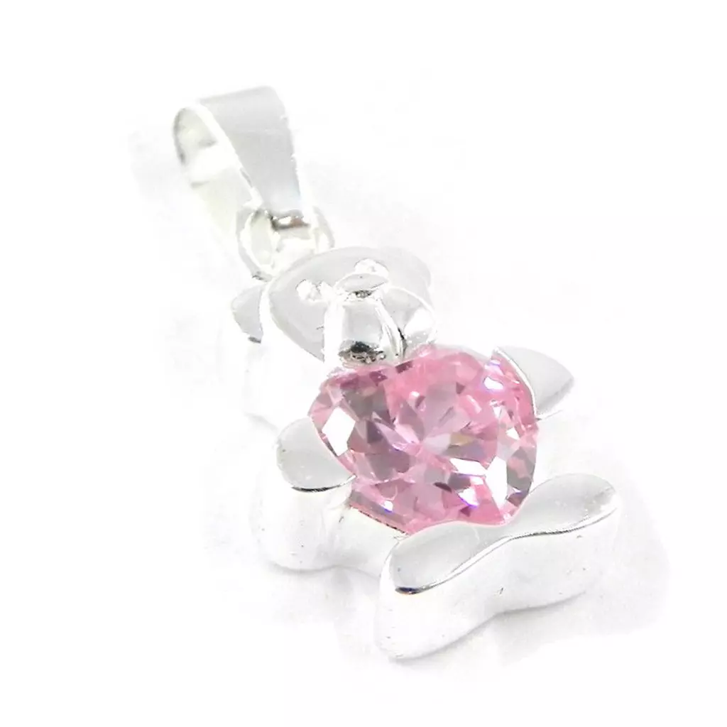 les trésors de lily Pendentif Argent 'Teddy Love' rose argenté 15x10 mm [G1645]