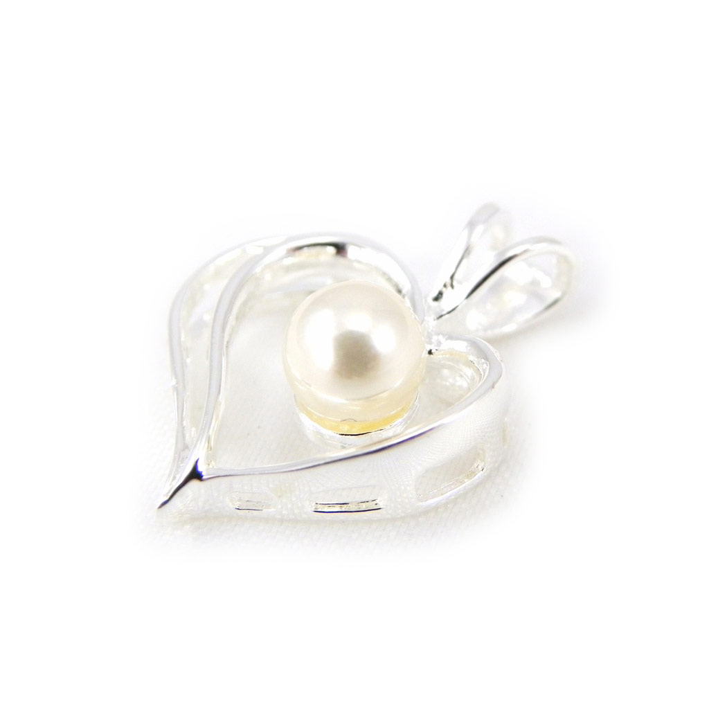 Pendentif Argent \'Pearl Beauty\' blanc argenté - 15x14 mm - [G1646]