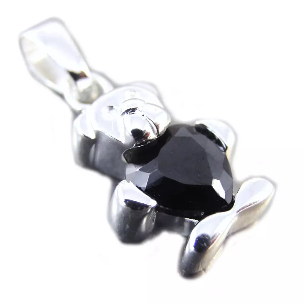 les trésors de lily Pendentif Argent 'Teddy Love' noir argenté 15x10 mm [G1655]