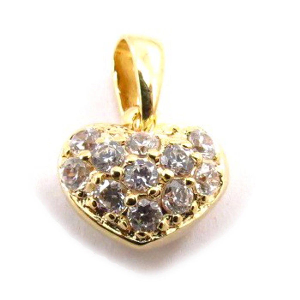 Pendentif Plaqué Or \'Sissi\' (coeur) blanc doré - 10x7 mm - [G1702]