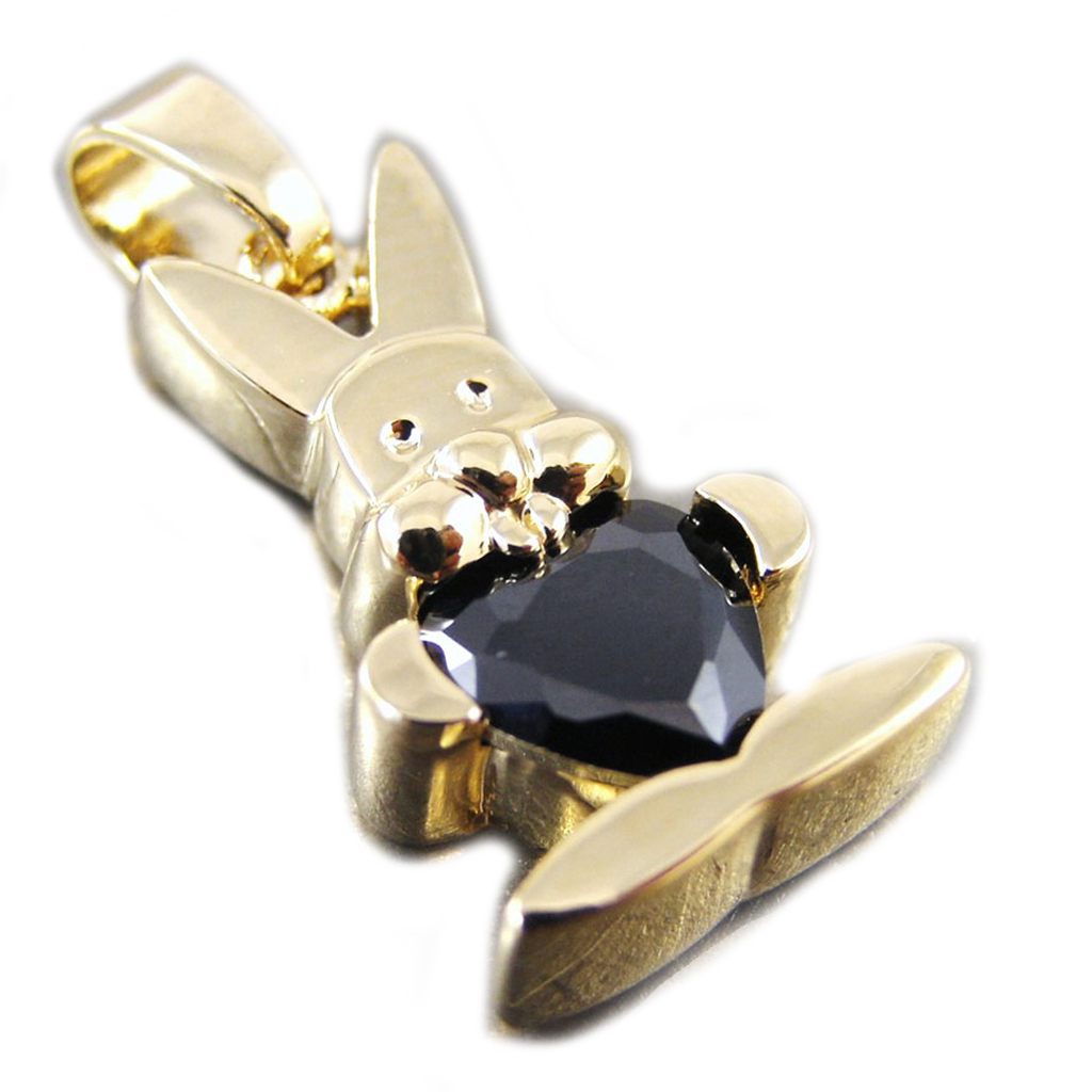 Pendentif Plaqué Or \'Bunny Love\' noir doré - 15x10 mm - [G1708]