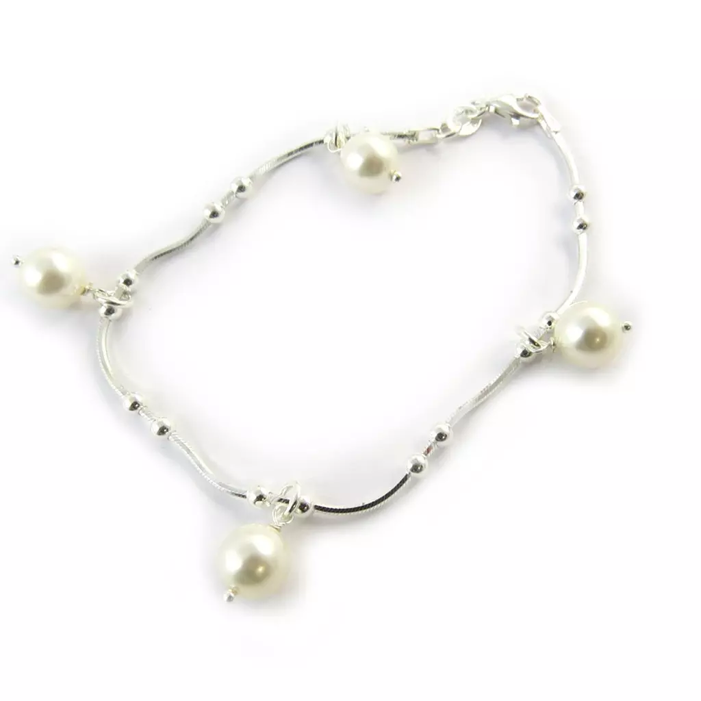 les trésors de lily Bracelet Argent 'Sissi' ivoire argenté 6 mm [G1730]