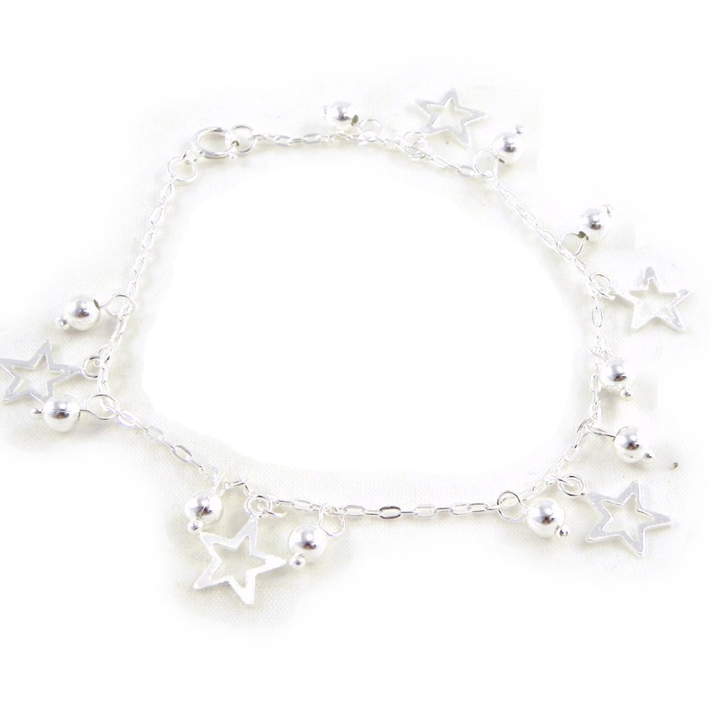 Bracelet Argent \'Chorégraphie\' étoiles - 15 mm - [G1737]