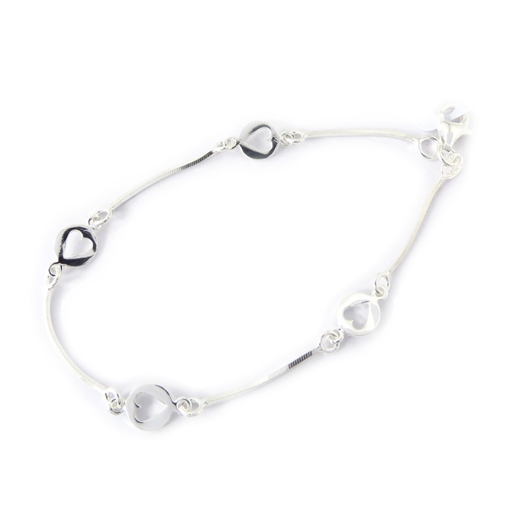Bracelet Argent \'Coeur Angélique\' argenté (rhodié) - 5 mm - [G1739]