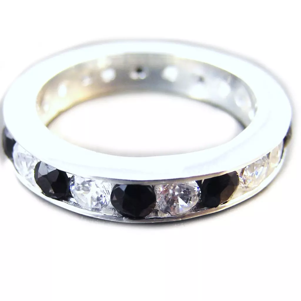 les trésors de lily Alliance Argent 'Pour la Vie' noir blanc 3 mm [G1811]