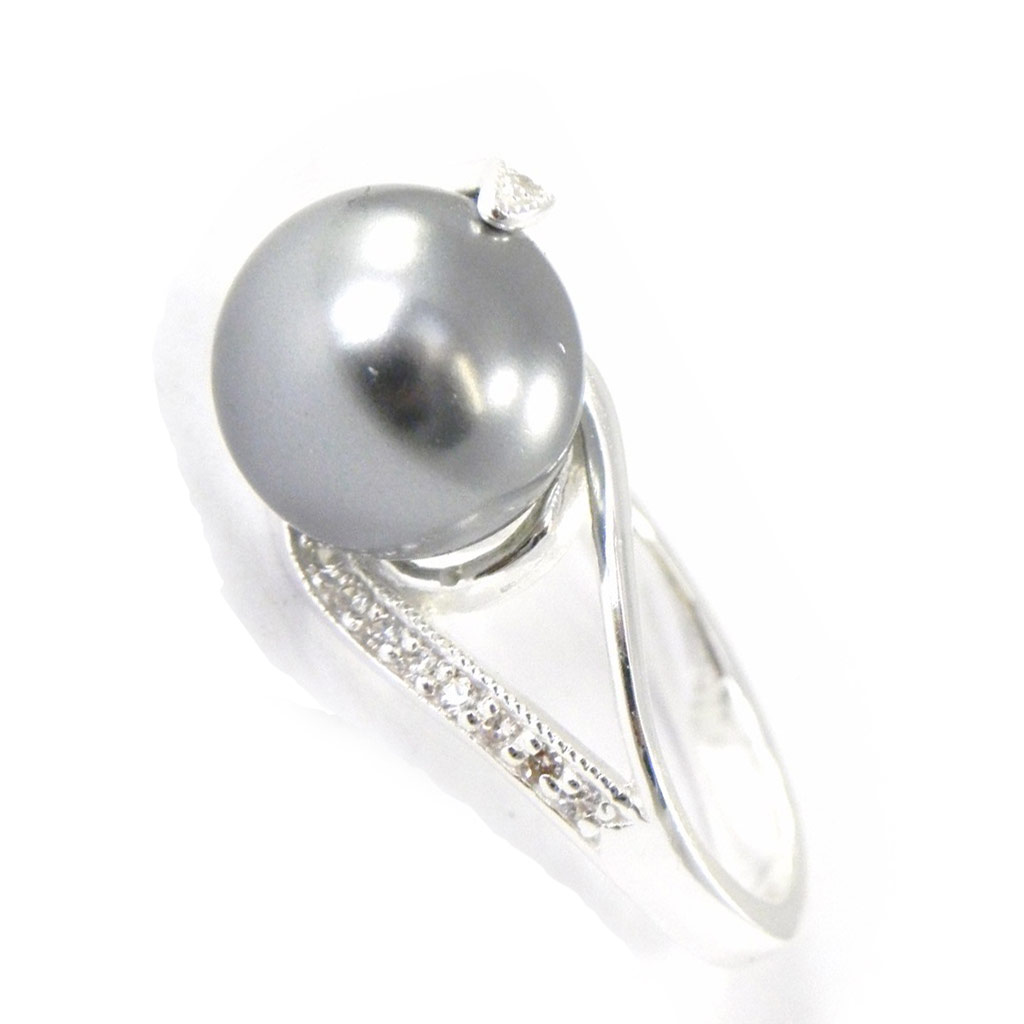 Bague Argent \'Pearl Beauty\' gris argenté - 15 mm - [G1816]