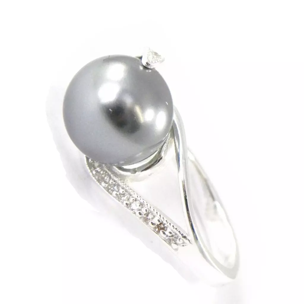 les trésors de lily Bague Argent 'Pearl Beauty' gris argenté 15 mm [G1816]