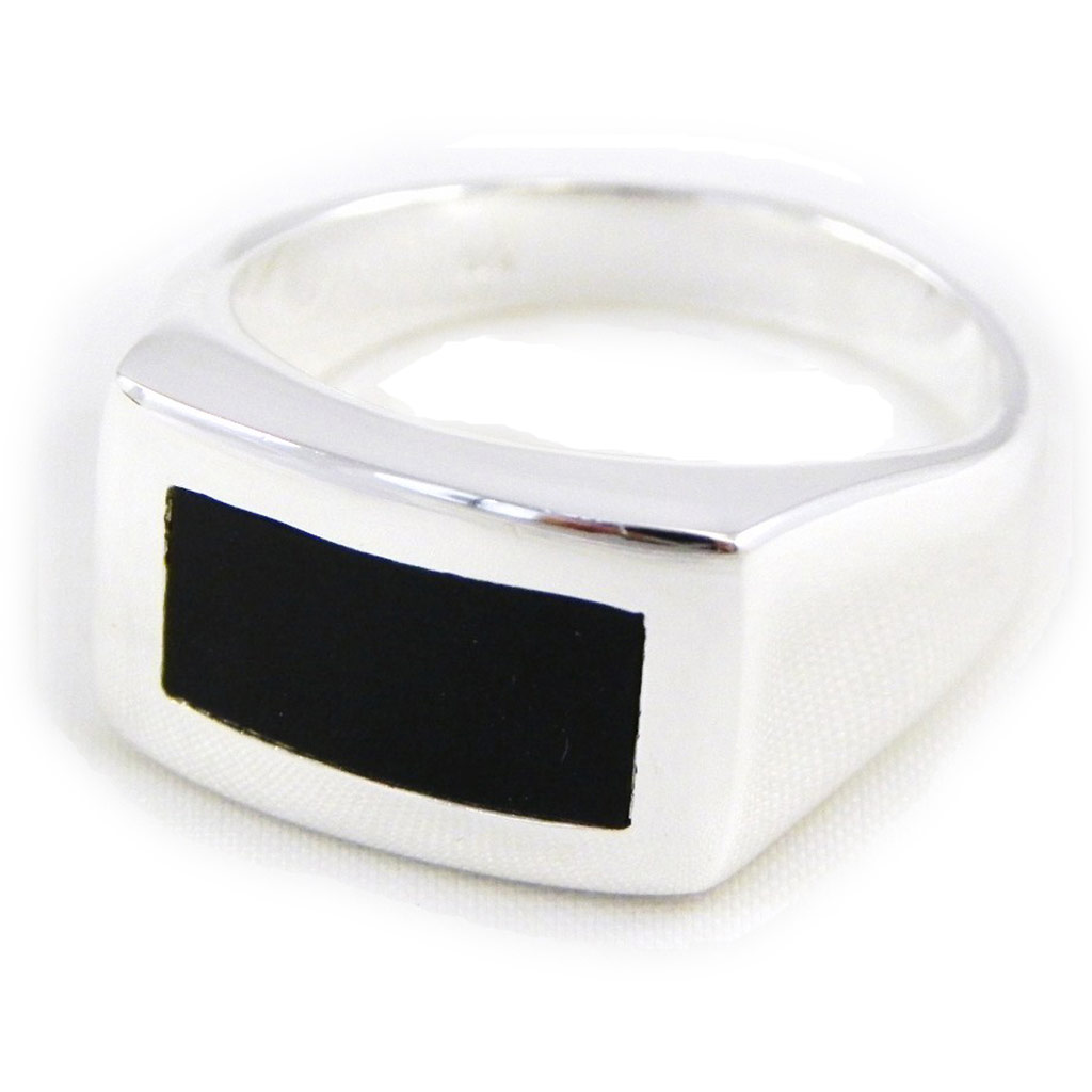 Bague Homme Argent \'King\' noir argenté - 17x11 mm - [G1832]