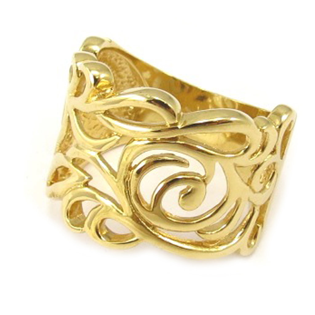 Bague Plaqué Or \'Chorégraphie\' doré - 14 mm - [G1838]
