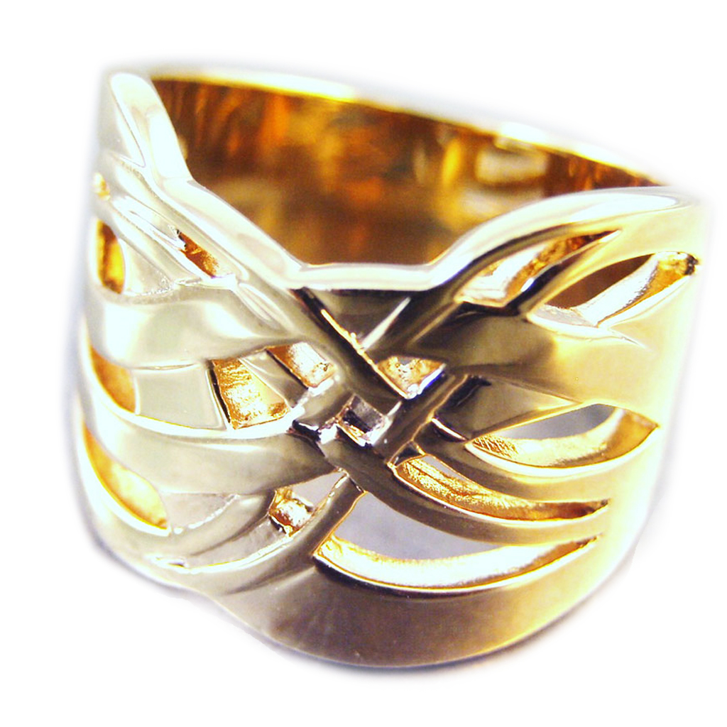 Bague Plaqué Or \'Chorégraphie\' doré - 16 mm - [G1860]