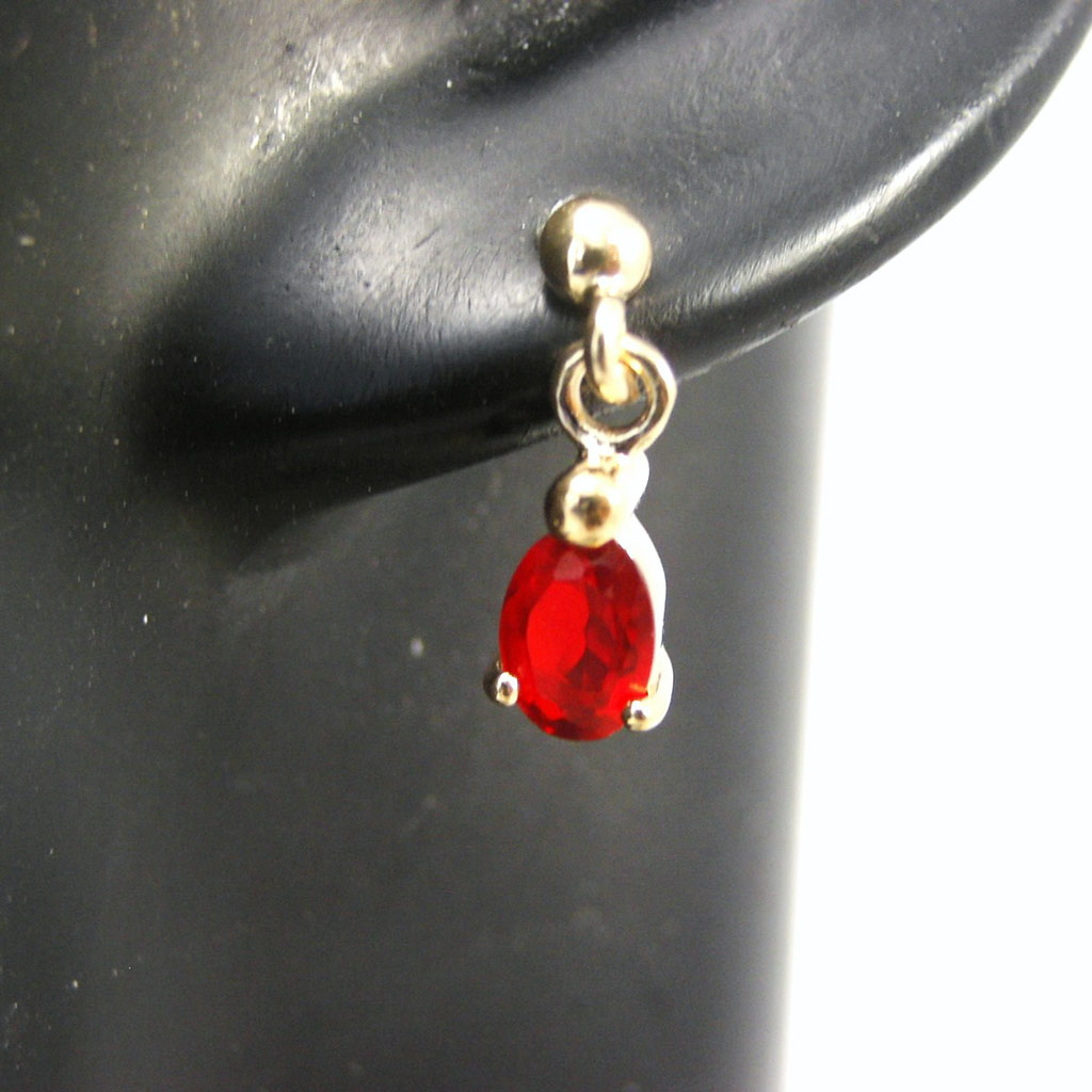 Boucles Plaqué Or \'Adeline\' Rouge doré - 16x5 mm - [G1872]