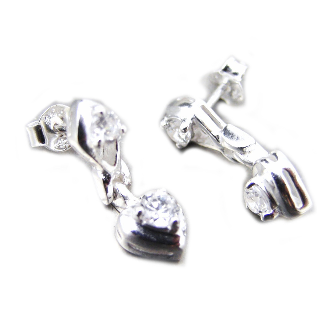 Boucles Argent \'Love\' blanc argenté - 20x7 mm - [G1936]
