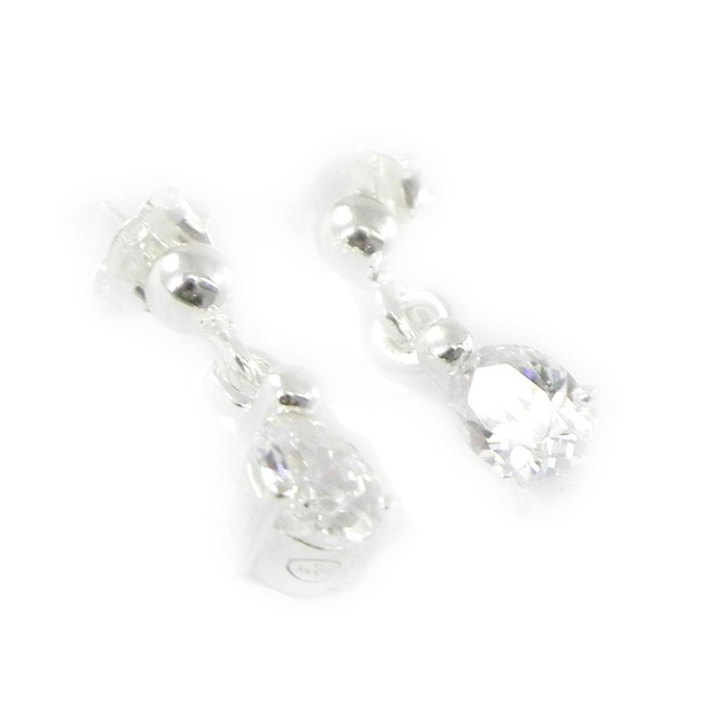 Boucles Argent \'Adeline\' blanc argenté - 12x5 mm - [G1948]