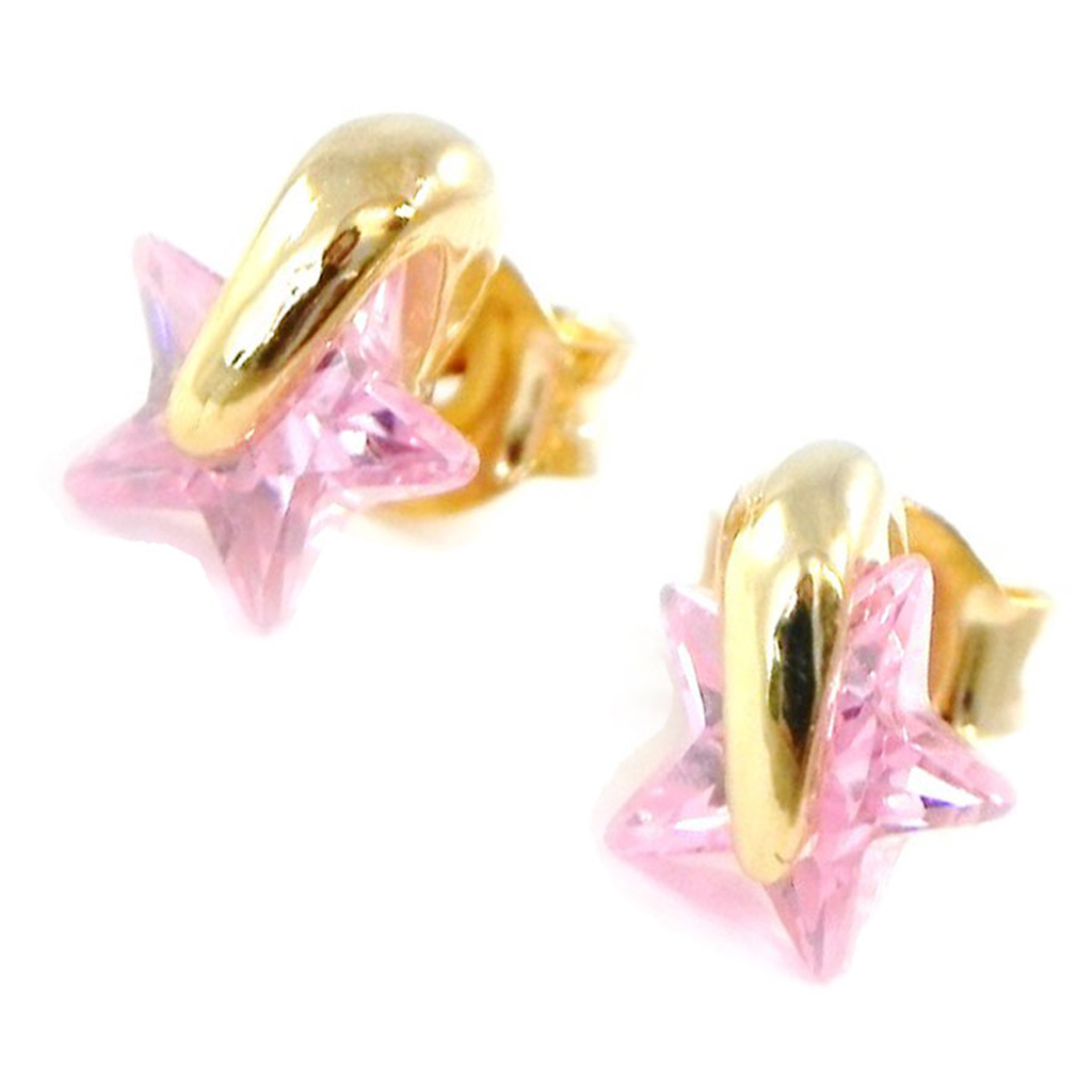 Boucles Plaqué Or \'Etoiles Inventives\' rose - 8x6 mm - [G2005]