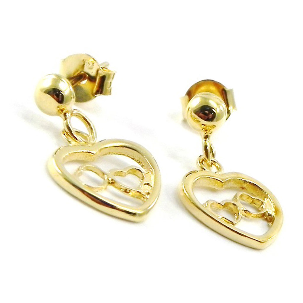 Boucles Plaqué Or \'Love\' doré - 17x10 mm (coeur) - [G2018]