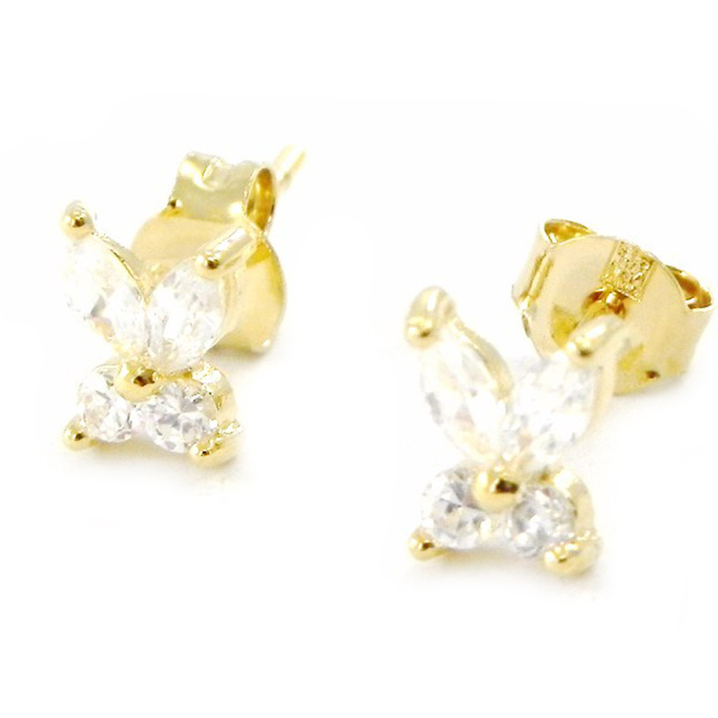 Boucles Plaqué Or \'Papillons de Charme\' Blanc doré - 4x7 mm - [G2023]