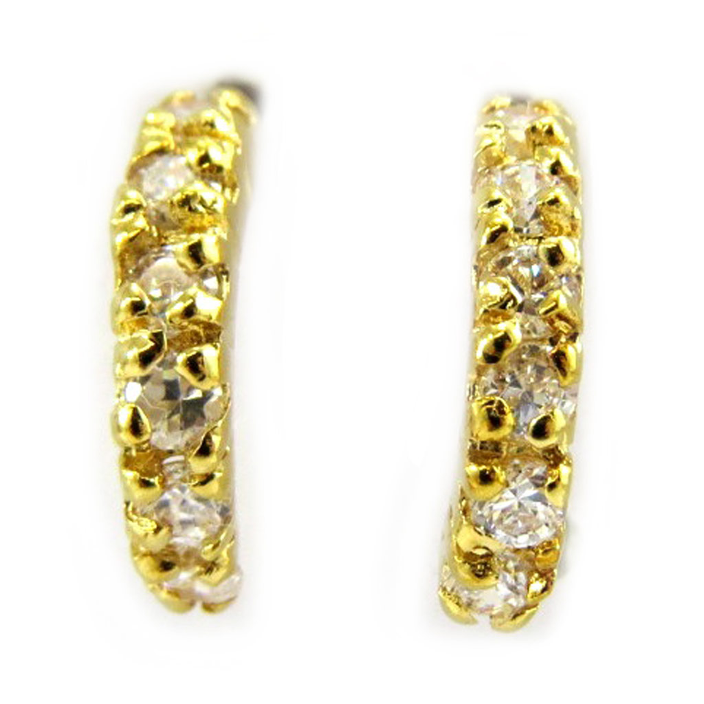 Demi-créoles Plaqué Or \'Déesse\' blanc doré  - 15x2 mm - [G2024]