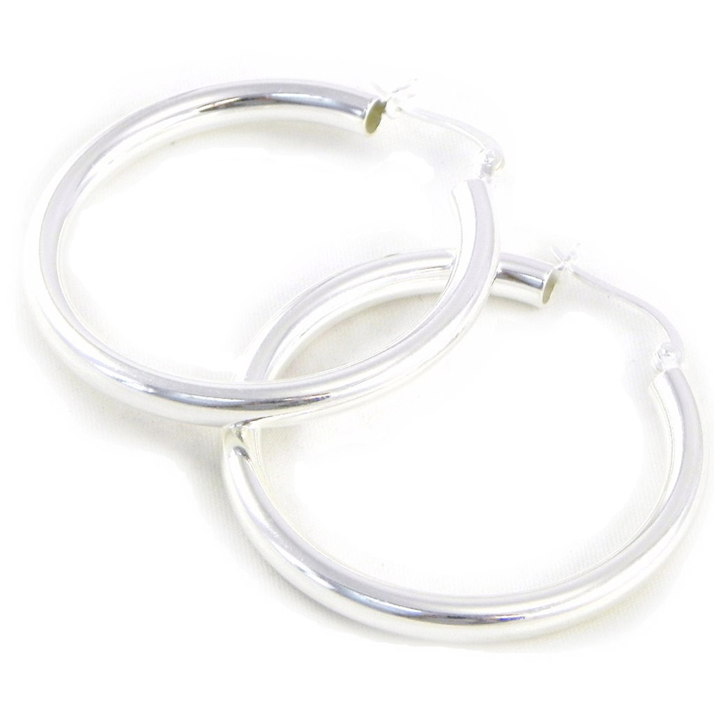 Créoles Argent \'Volupté\' argenté - 4 mm - [G2079]